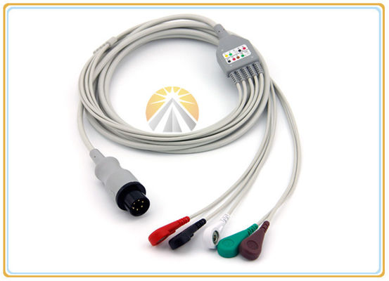Generic AAMI One Piece ECG Electrode Cable Snap  6 Pin AHA Standard 5 Leadwires
