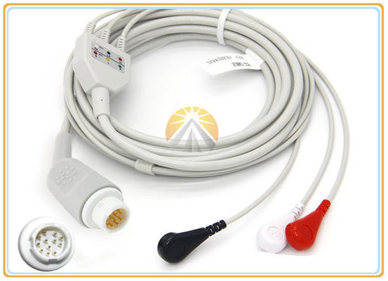 One Piece Patient Cable For Ecg Machine , TPU Cable 12 Pin Philips 3 Lead Ecg Cable