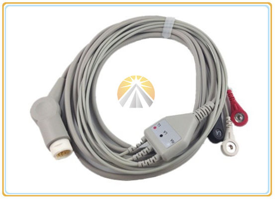 One Piece Patient Cable For Ecg Machine , TPU Cable 12 Pin Philips 3 Lead Ecg Cable