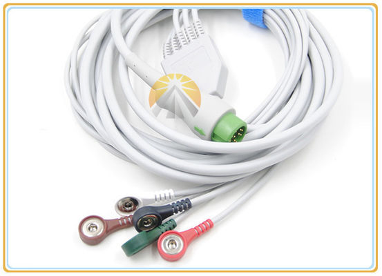 5 Lead Wires Mindray Ecg Cable , 12 Pin 5 Lead Ecg Cable Snap AHA For T5 T8