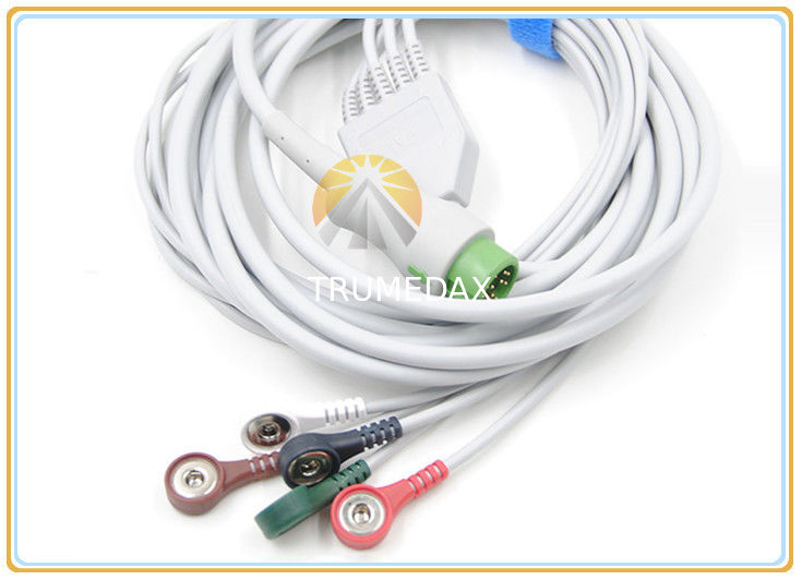 5 Lead Wires Mindray Ecg Cable , 12 Pin 5 Lead Ecg Cable Snap AHA For T5 T8