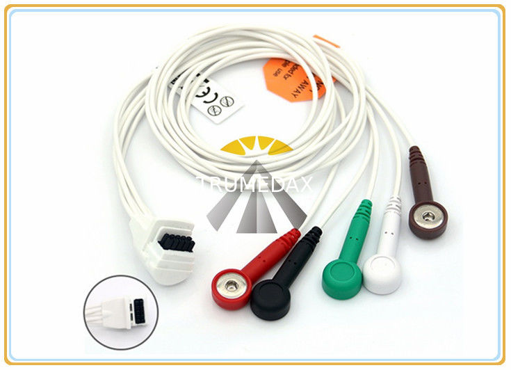 Mortara H3 5 Lead Ecg Cable , AHA TPU Ecg Lead Wires 8 Pin Connector 1.2 Meter Length